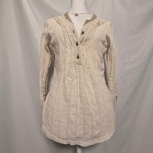 One September Cotton Linen Twilightcore Cream Twee Cottage Academia Ruffle Top M